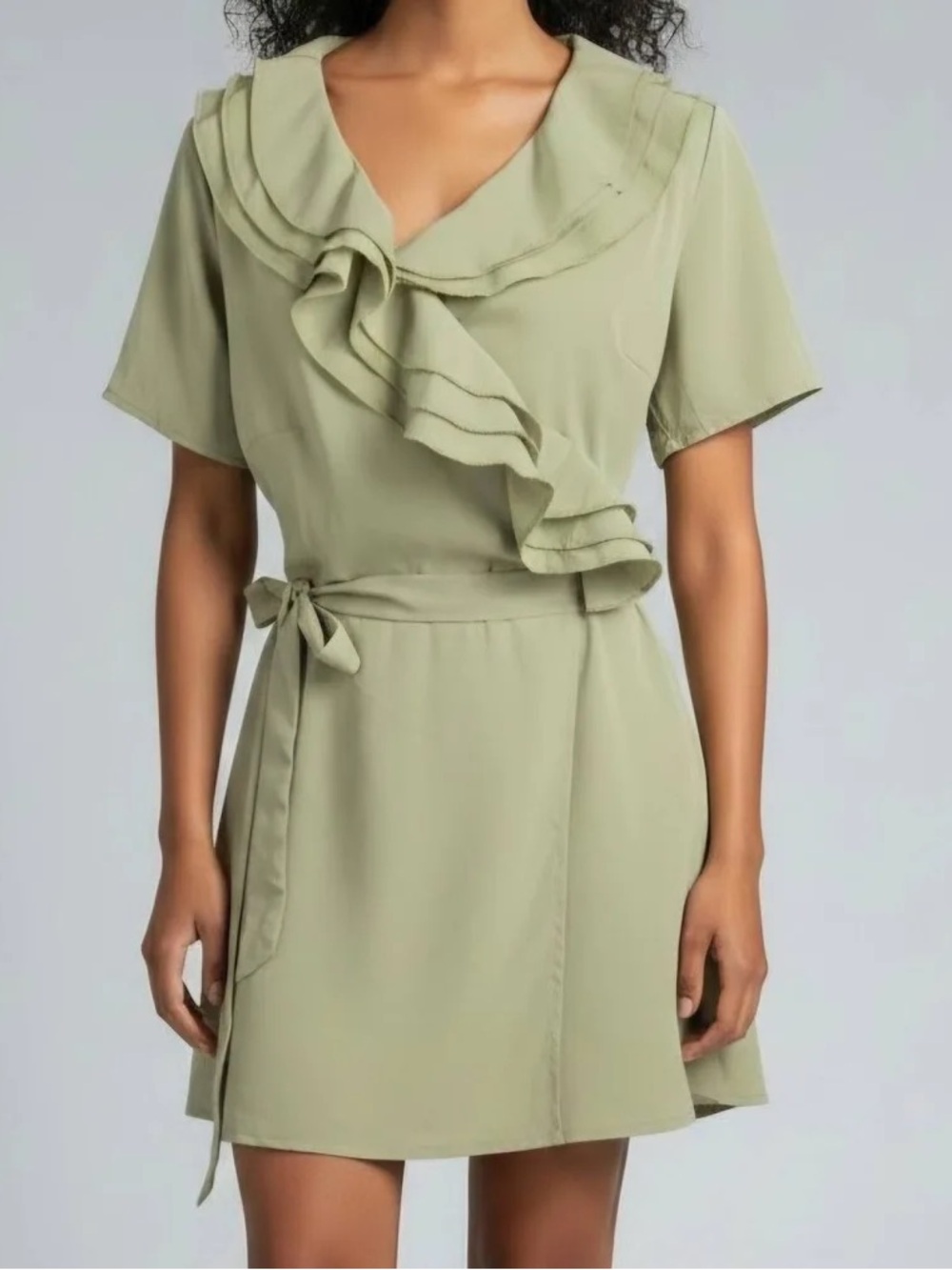 Cupshe Pistachio Ruffle Wrap Mini Dress - size medium SKU 111